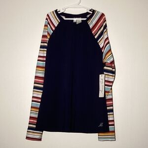 Anne Cole Girls Navy Pull Over Top